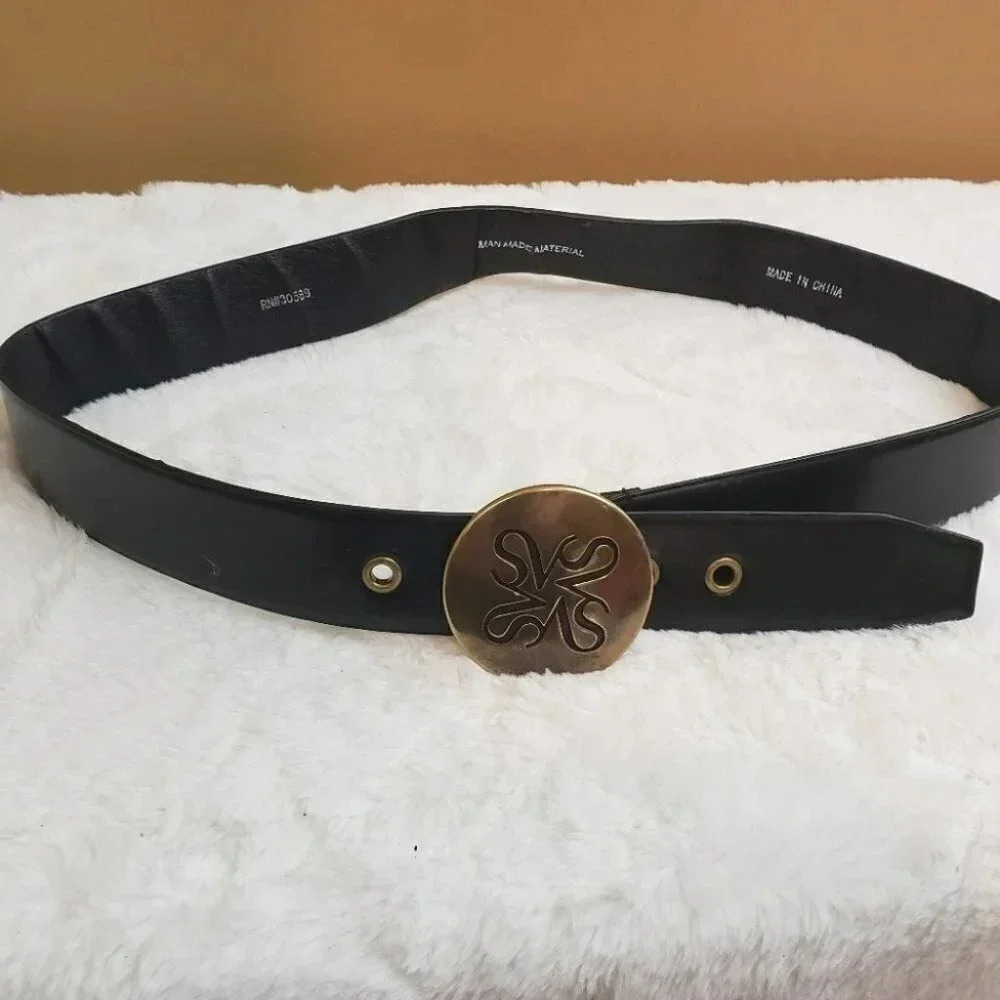 SIMPLY Vera wang black belt & gold buckle belt
